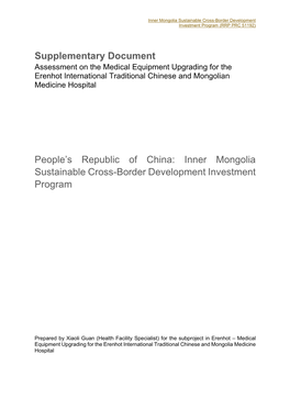 Inner Mongolia Sustainable Cross-Border Development Investment Program (RRP PRC 51192)