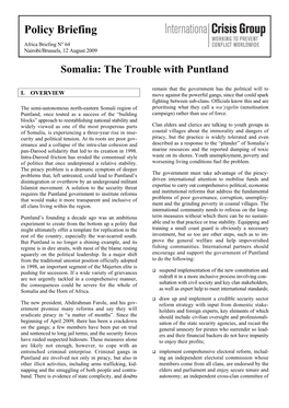 Somalia: the Trouble with Puntland