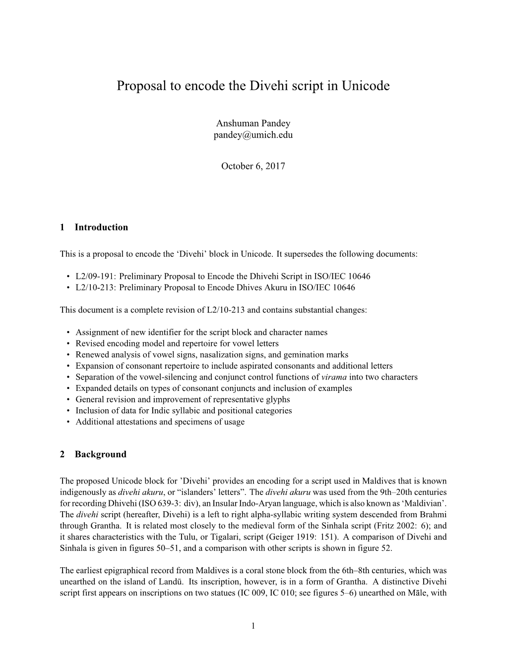 Proposal to Encode the Divehi Script in Unicode