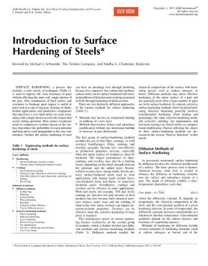 Introduction to Surface Hardening of Steels*
