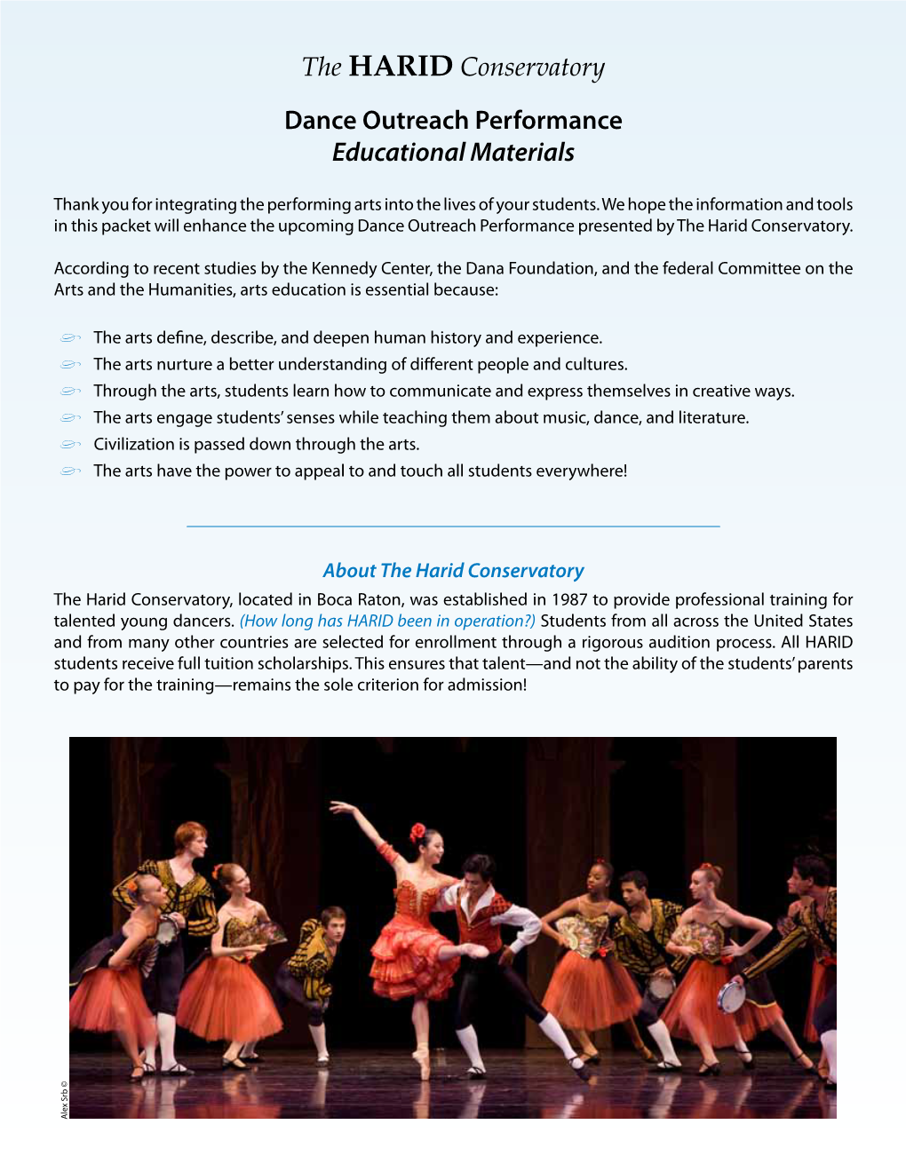The HARID Conservatory Dance Outreach Performance Educational Materials