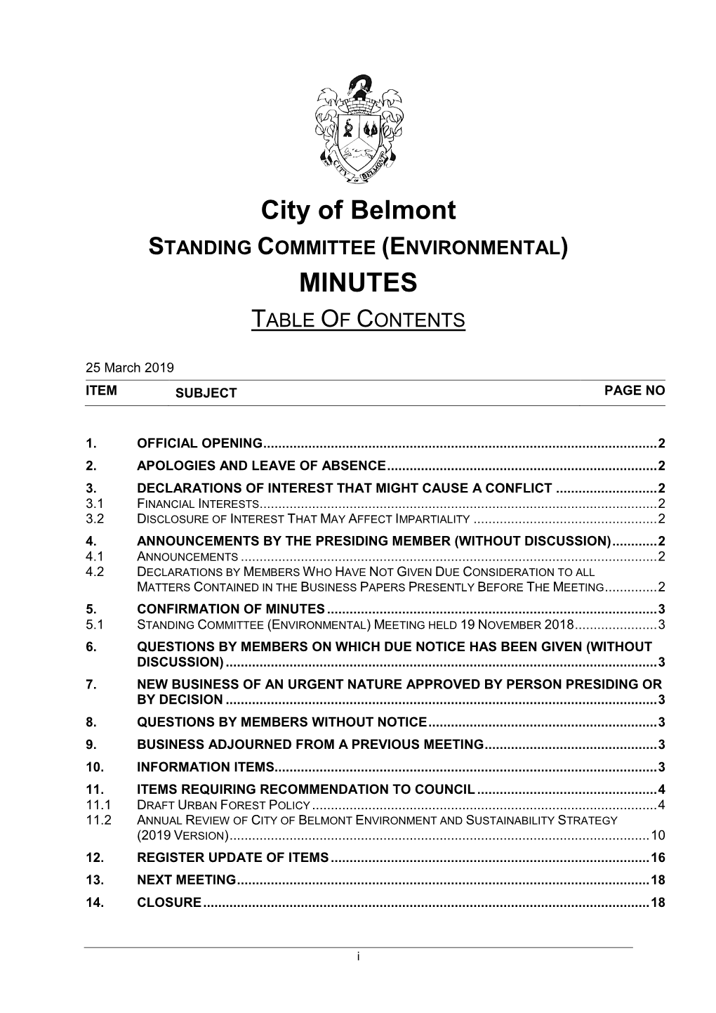 City of Belmont MINUTES