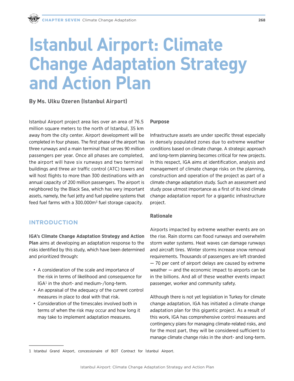 Istanbul Airport: Climate Change Adaptation Strategy and Action Plan by Ms