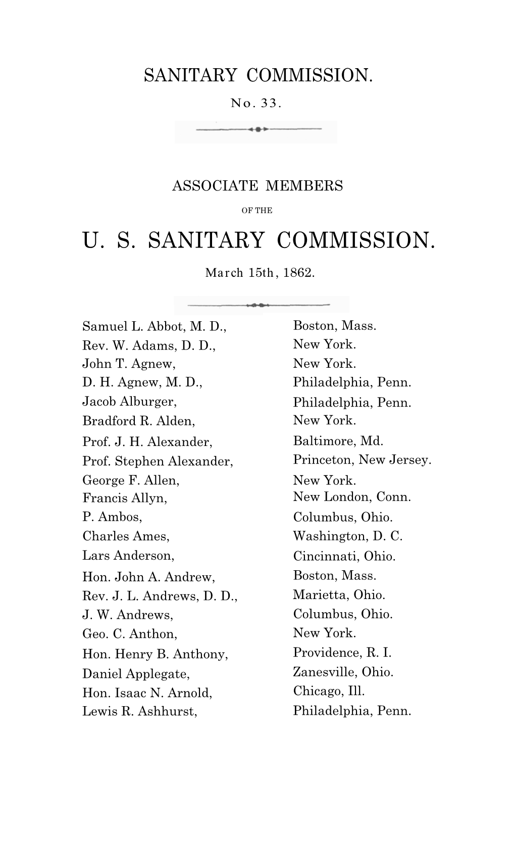 U. S. Sanitary Commission