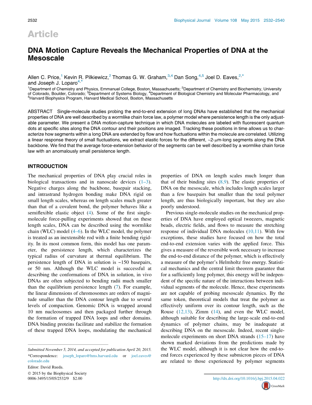 DNA Motion Capture Reveals the Mechanical Properties of DNA at the Mesoscale