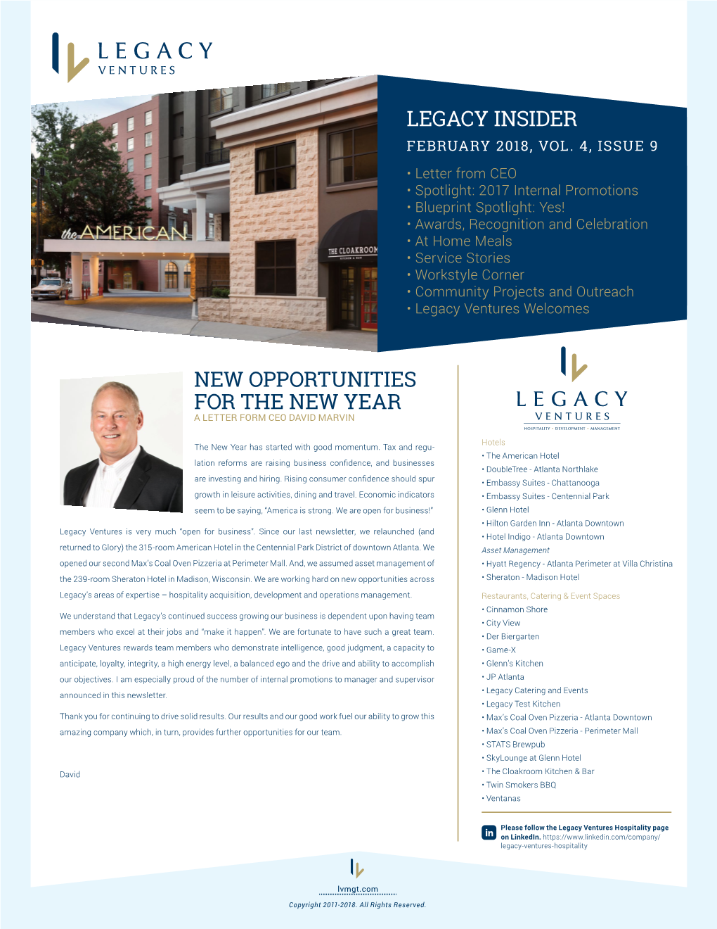 Legacy Insider New Opportunities for the New Year