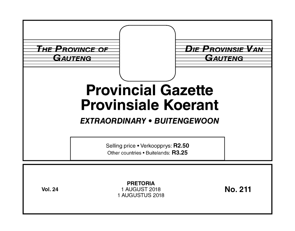 Provincial Gazette Provinsiale Koerant EXTRAORDINARY • BUITENGEWOON