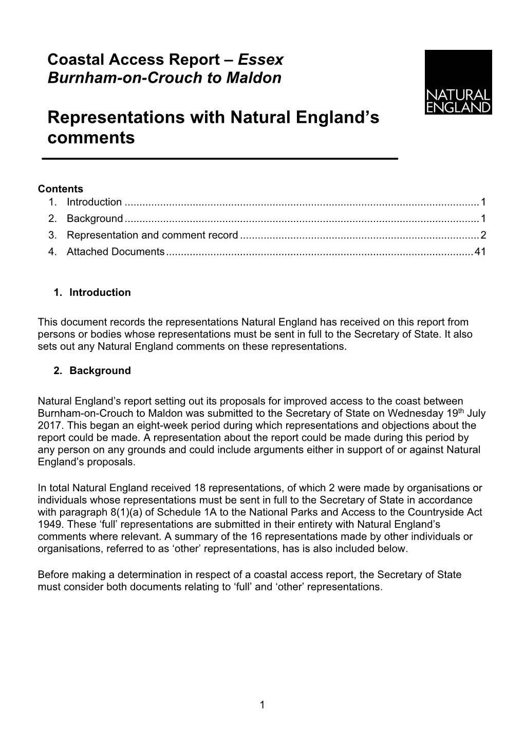 Essex: Representations with Natural England's Comments
