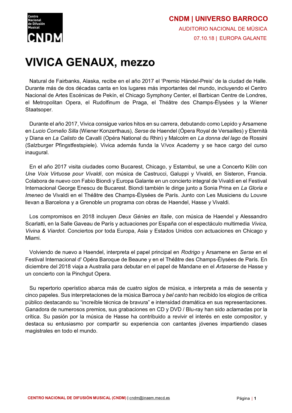 VIVICA GENAUX, Mezzo