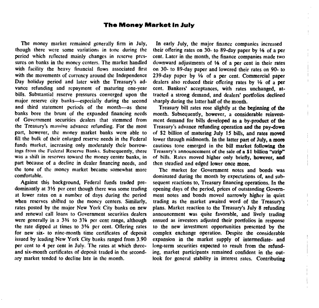 The Money Market in July 1964