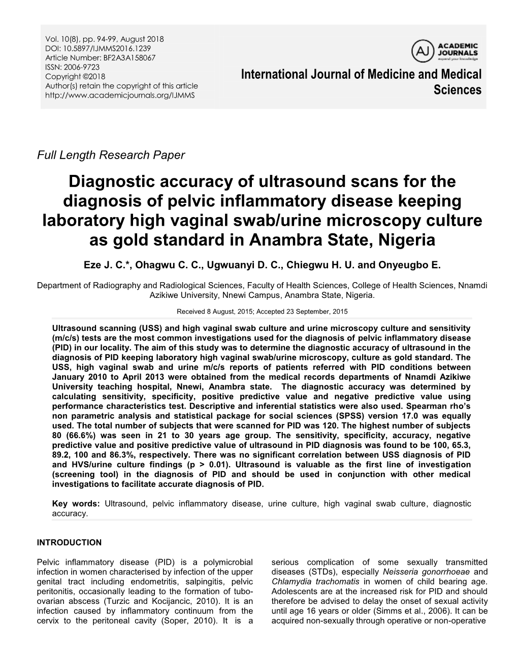 Diagnostic Accuracy of Ultrasound Scans for the Diagnosis of Pelvic