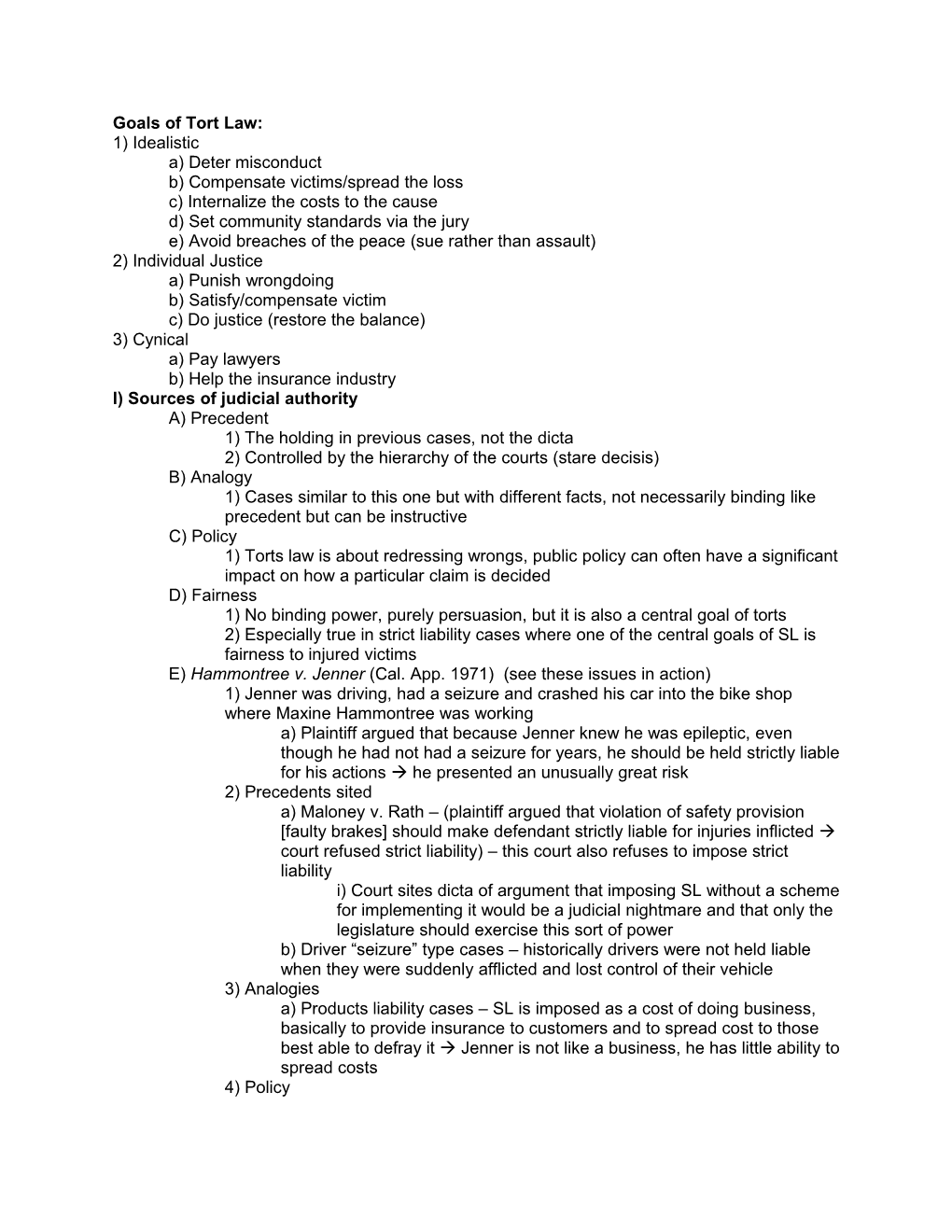 Goals of Tort Law