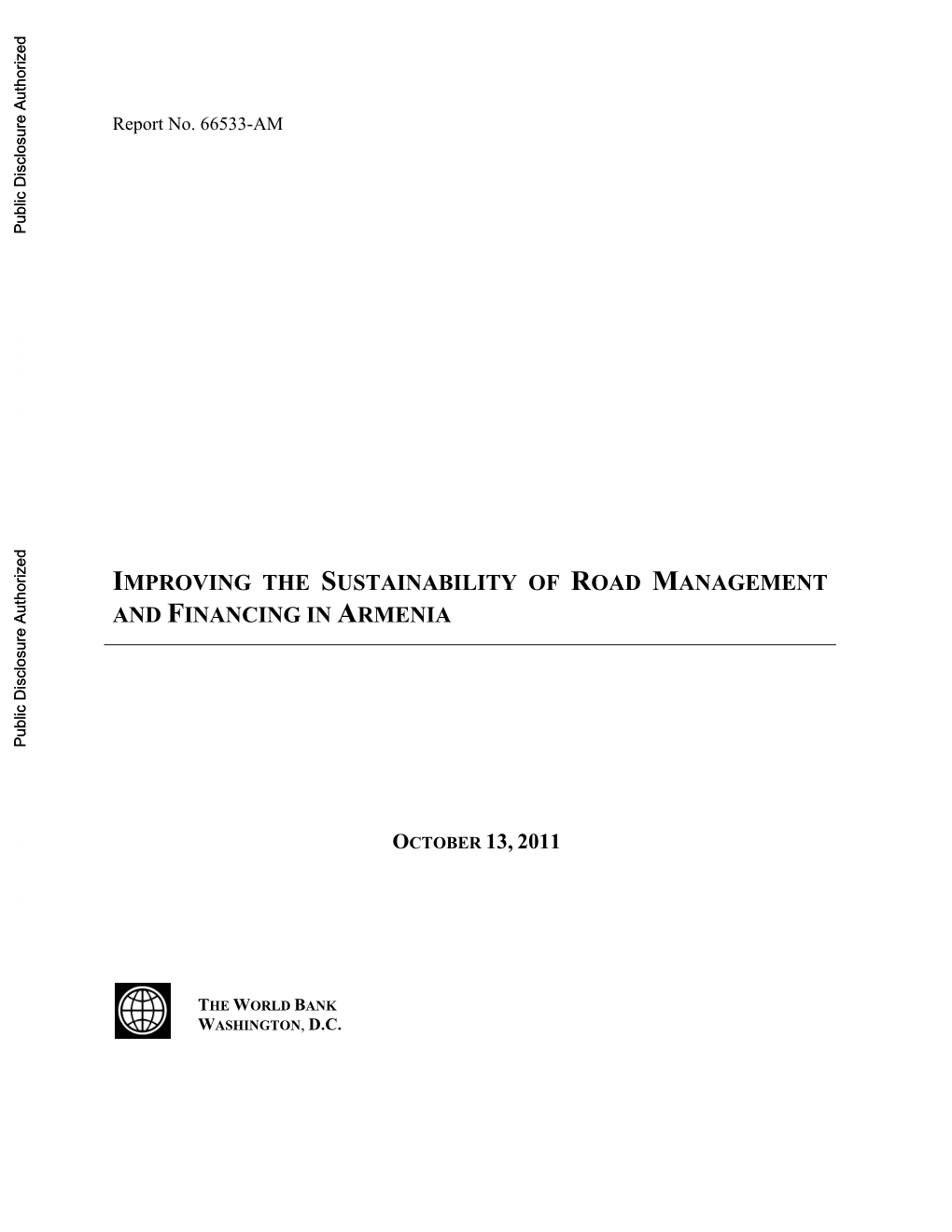 Improving the Sustainability of Road Management and Financing in Armenia