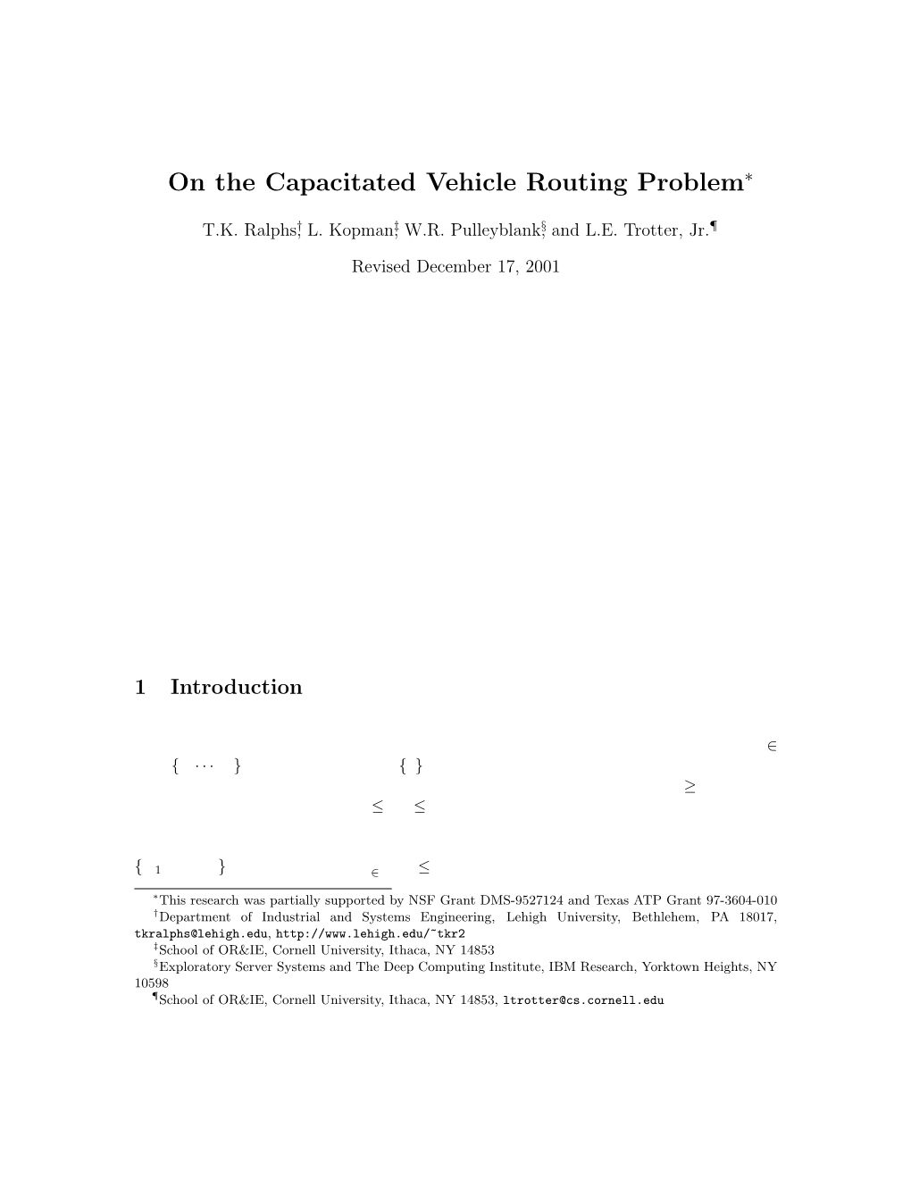 On the Capacitated Vehicle Routing Problem∗