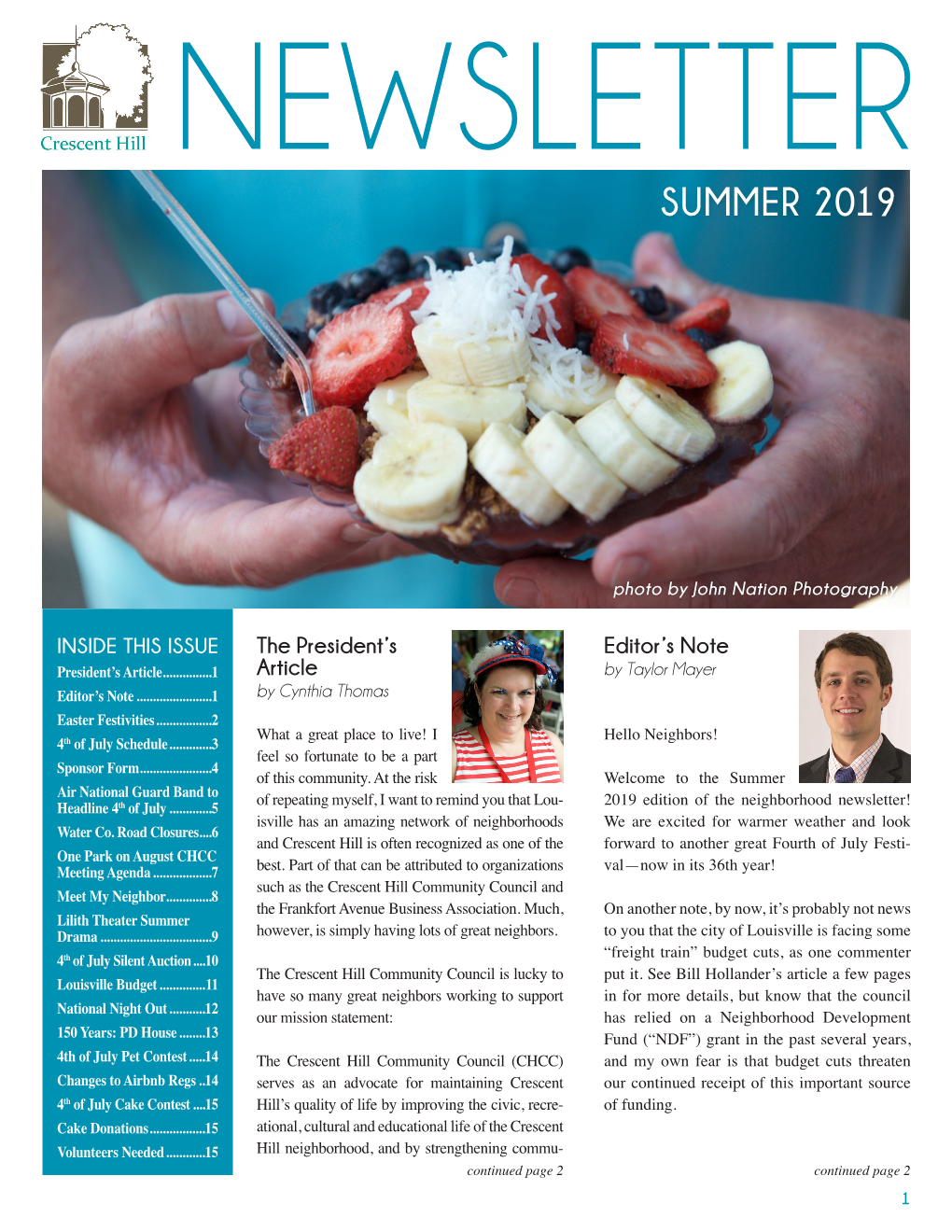 Summer 2019 Newsletter