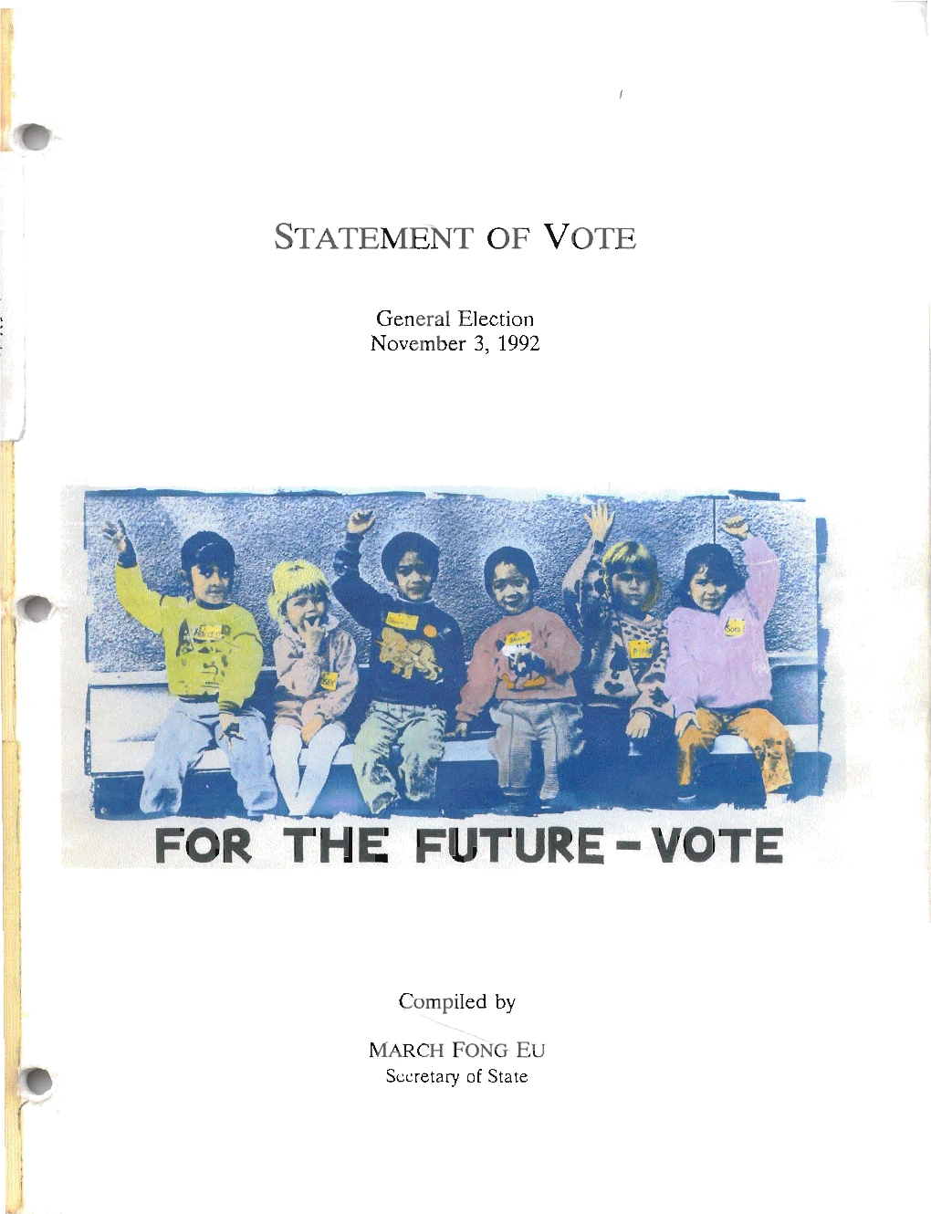 November 3, 1992 General Election Statement of Vote