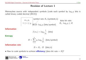 Revision of Lecture 1