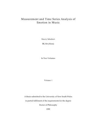 Measurement and Time Series Analysis of Emotion in Music