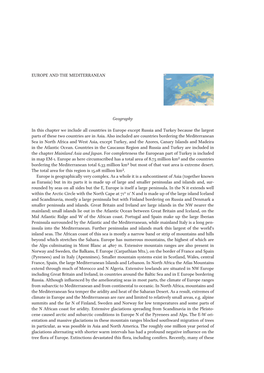 Europe and the Mediterranean Geography in This Chapter We