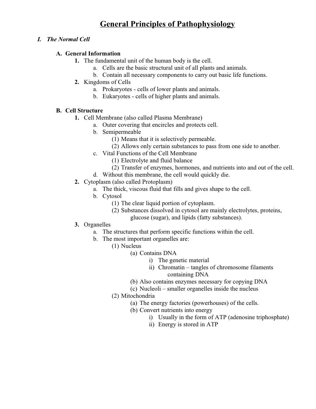 General Principles of Pathophysiology