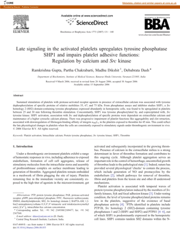 Late Signaling in the Activated Platelets Upregulates