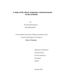 A Study of the Effects of Playing a Wind Instrument on the Occlusion