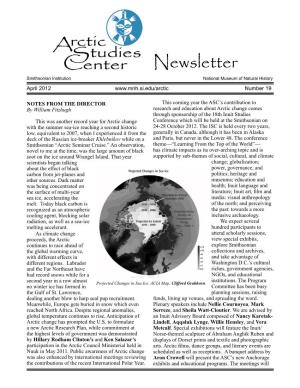 Newsletter Smithsonian Institution National Museum of Natural History April 2012 Number 19