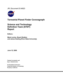 Terrestrial Planet Finder Coronagraph Science and Technology Definition