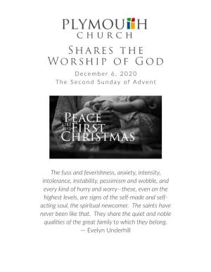Shares the Worship of God December 6, 2020 the Second Sunday of Advent