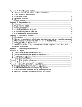 Regional Shoreline Master Program: Appendices a Through H (PDF)