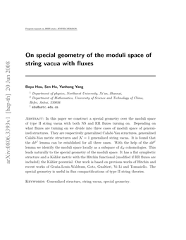 On Special Geometry of the Moduli Space of String Vacua with Fluxes
