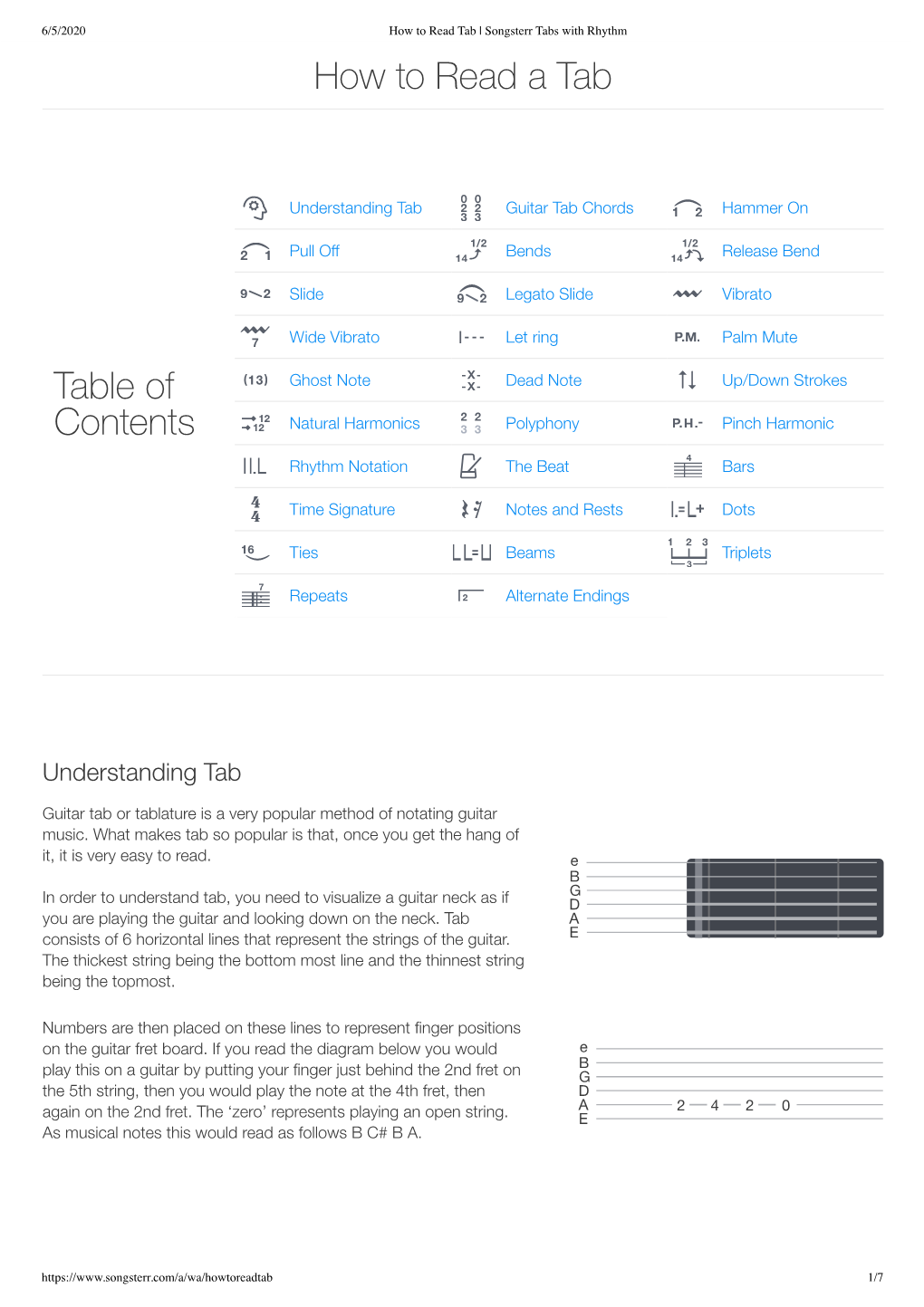 How to Read a Tab Table of Contents