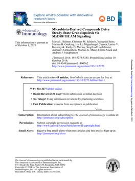 Myd88/TICAM Signaling Steady-State Granulopoiesis Via