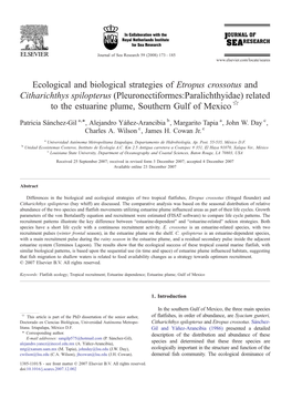 Ecological and Biological Strategies of Etropus Crossotus and Citharichthys