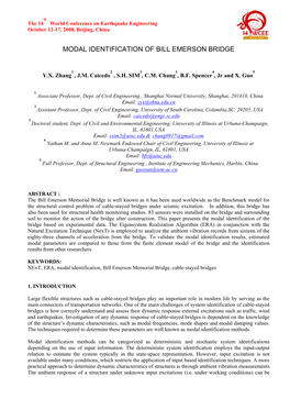 Modal Identification of Bill Emerson Bridge