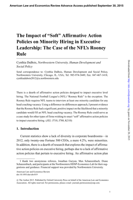 The Impact of “Soft” Affirmative Action Policies on Minority Hiring in Executive Leadership: the Case of the NFL's Rooney