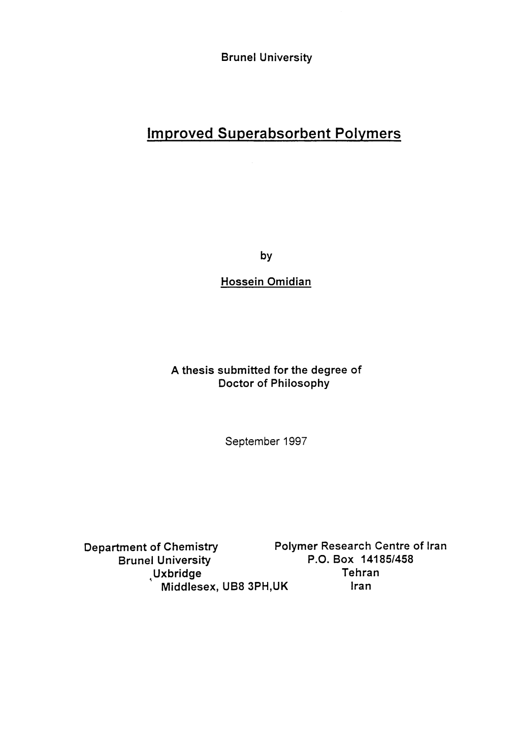 Improved Superabsorbent Polymers