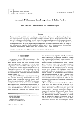 Automated Ultrasound-Based Inspection of Rails: Review