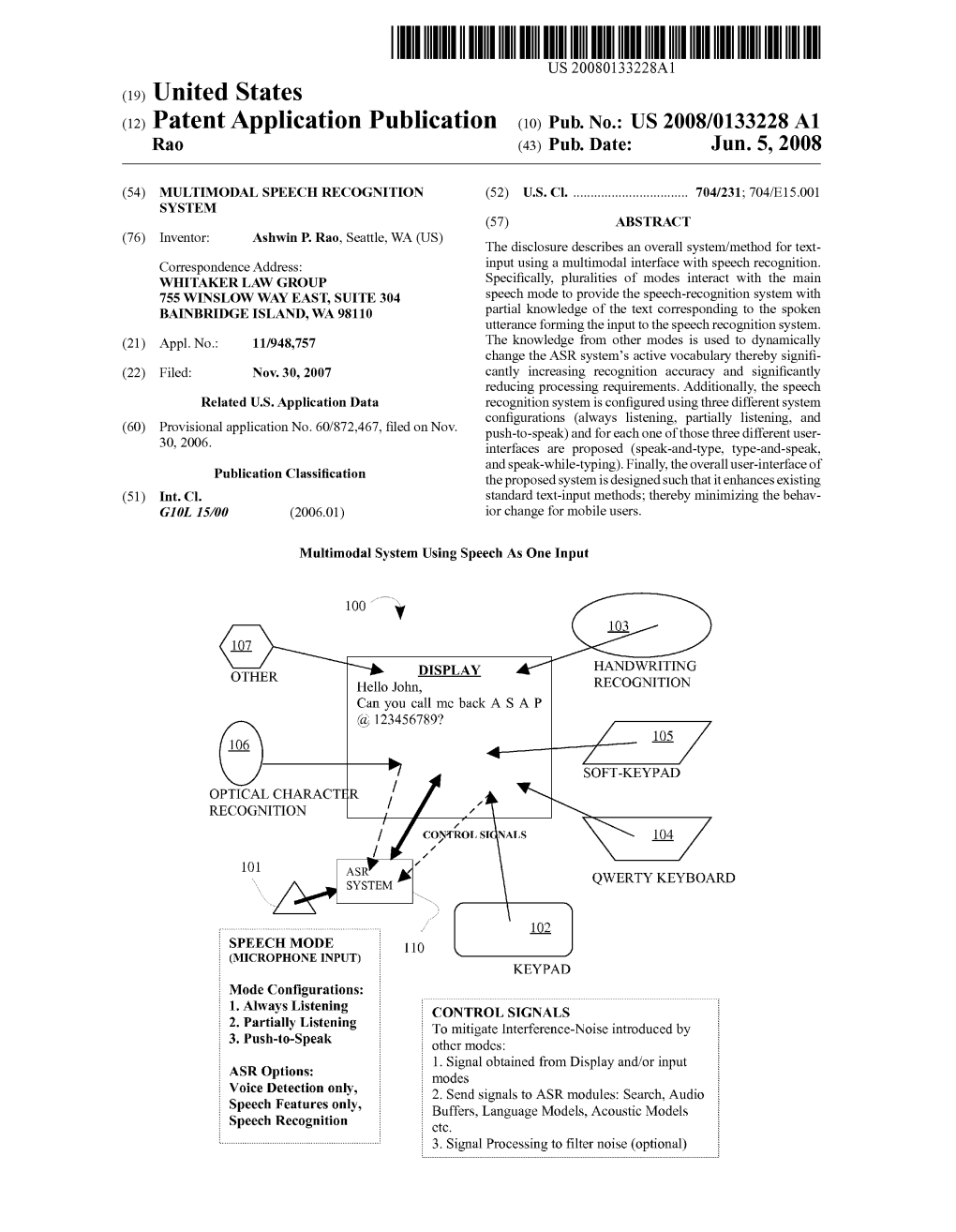 (12) Patent Application Publication (10) Pub. No.: US 2008/0133228A1 Rao (43) Pub