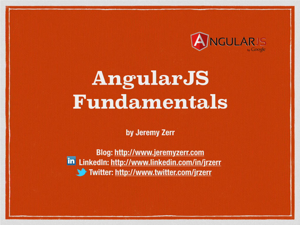 Angularjs Fundamentals