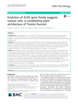 Evolution of ALOG Gene Family Suggests Various Roles In