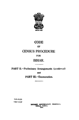 Code of Census Procedure for Bihar