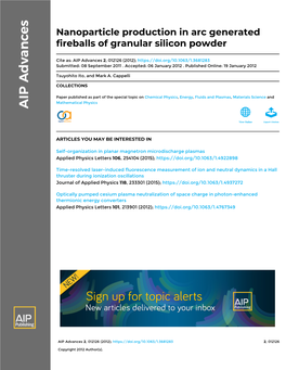 Nanoparticle Production in Arc Generated Fireballs of Granular Silicon Powder