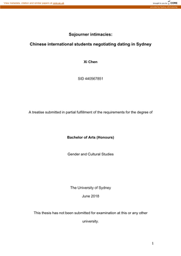 Chinese International Students Negotiating Dating in Sydney