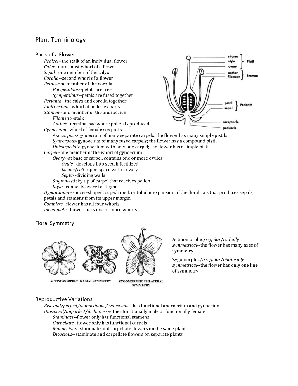 Plant Terminology