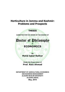 Horticulture in Jammu and Kashmir: Problems and Prospects