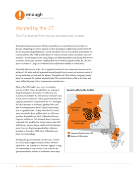 Wanted by the ICC the LRA’S Leaders: Who They Are and What They’Ve Done