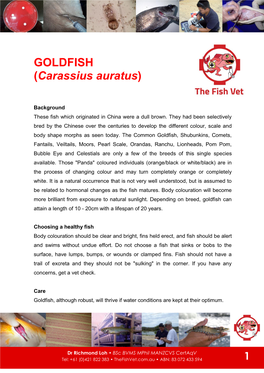 GOLDFISH (Carassius Auratus)