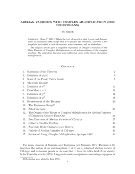 Abelian Varieties with Complex Multiplication (For Pedestrians)