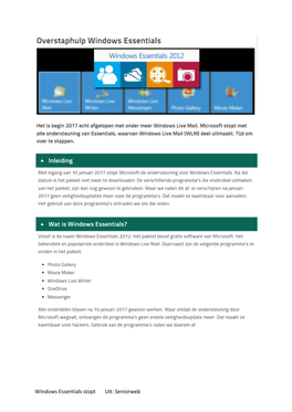 Windows Essentials Stopt Uit: Seniorweb
